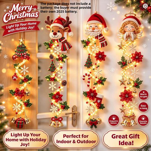 Glowing christmas door - glowing,