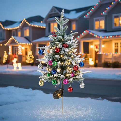Solar christmas tree stake - christmas,