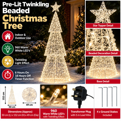 Pre lit christmas tree 960 - pre-lit,